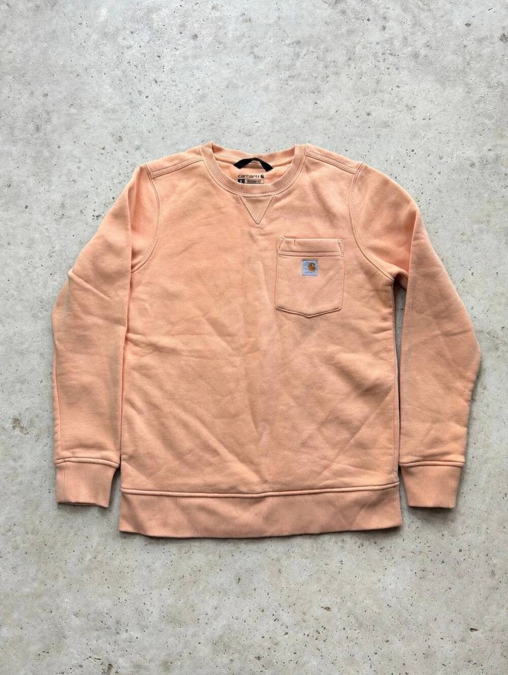 Carhartt Women's Force Relaxed Fit Sweatshirt Front Pocket, peach Size Small 4-6